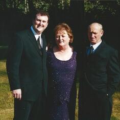 Aaron with Mom & Dad on his wedding day