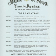 State Of Iowa Aaron Eilerts Day Proclamation