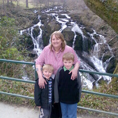 Ben, Caroline & Aaron at Swallow Falls near Betws-y-Coed in North Wales  -  March 2010