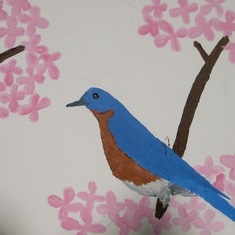 AH Bluebird in dogwood tree - painted by Abbie.