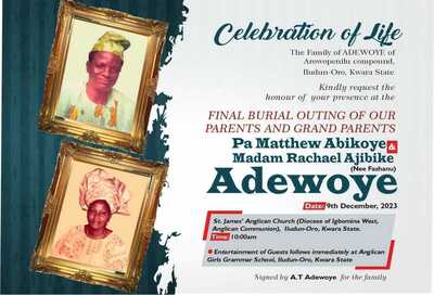 Pa Abikoye and Madam Ajibike ADEWOYE