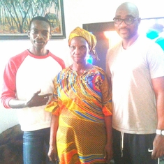 Mr Olusola David Ayibiowu and his mother in the middle and Mr Obafemi Ayibiowu 