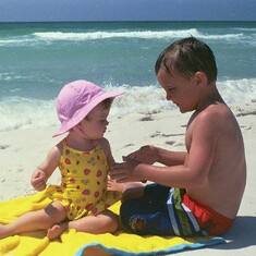 Adam and Amanda on Navarre Beach, 2002.