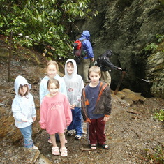 Hiking in the rain with the Smith kids, Arch Rock.