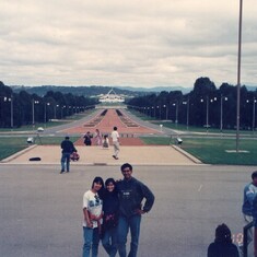 Photo in Canberra (in 1993) with Parliament House in the background when we did our Easter trip with you, Karen, Heidi and me.