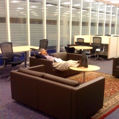 adhip at work in the library in Doha