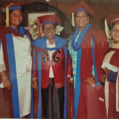 Mama with fellow graduates. Mama obtained a diploma in Theology in 2013 at the age of 83. 