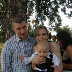 Reece, Ahja and baby Christopher at Adam and Jessica's wedding