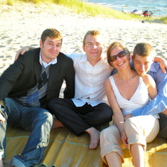 Adam, Martin, Ahja, and Reece at Ron and Jane's Lake Michigan Wedding