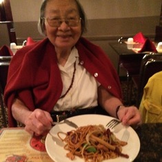 birthday dinner at the yangtze river restaurant. she ordered lo-mein because long noodles=long life. she must have eaten a lot of noodles.