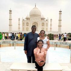 Daddy, and his wife and Damilola at the Taj Mahal, India(2015)