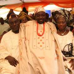 Daddy with his wife and son-in-law at Bolanle's traditional marriage (2011)