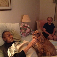 Al resting at Mom's in November 2013 with Kaya and Brenda