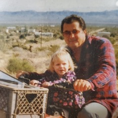daddy with his grand daughter Jessica on the 4 wheeler. Golden Valley AZ