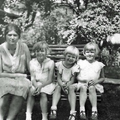 Clara and her girls, Albe, Phyllis, and Rachel, June, 1930