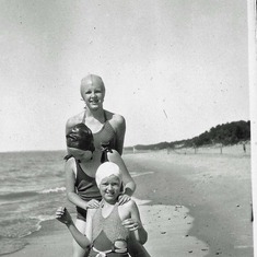 Albe, Rachel, and Phyllis, Lake Michigan, July, 1935