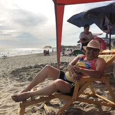 Dad at the beach in Ecuador