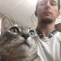One of the last photos of Sasha that he sent to his niece. He loved cats.