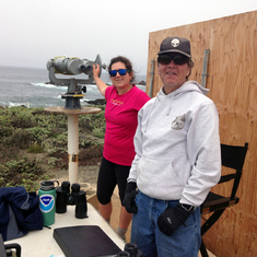 Me and Alexa watching for Gray Whales at Piedras Blancas Lightstation