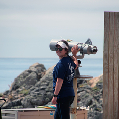 Alexa watching for Gray Whales at Piedras Blancas Lightstation
