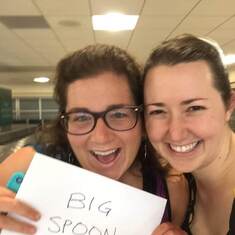 Alexa picking me up from the airport holding "Big Spoon" as my sign
