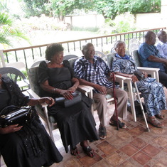 Prof Sai and his wife, together with Madam Ama Busia and others at Prof's residence
