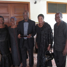 Eileen and Belinda with Mr Evans Darko Mensah and Mrs Emma Mitchell in the house