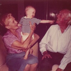 Alex at 1-yr with grandma and grandfather Clarke