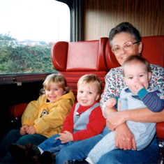 1997 Mom, Alexis, Aiden & Jacob-on the train