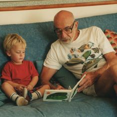 Reading to grandson Eddie