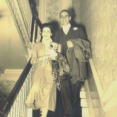 Just married, at the Ascoli's Gramercy Park house, New York City, 1948