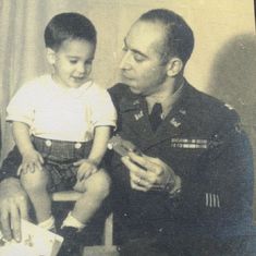 In uniform, with Chris, 1951