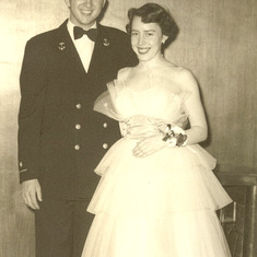 with Mary at Navy Midshipman's Ball before they were married