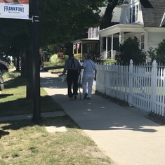 Al and Gerry walking downtown in Frankfort, Mi. 