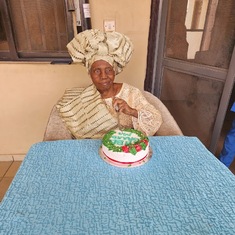 Mum cutting her 87th birthday cake 