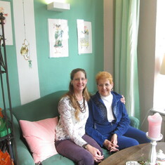 Mom and Shoshanna at Kate's Cafe in Neuburg o.d. Donau,  October 2015