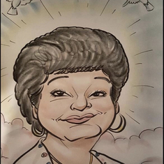 Mom’s Memorial Pic drawn in February 2018.  I was so happy to know that the artist was still working there on Downtown Fremont Street Las Vegas.