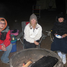 Mike, Jennifer and Cindy by the campfire.