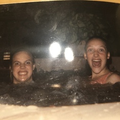 Alison and I listening to Madonna and having fun in her dads hot tub 