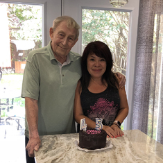 Dad and me  on my 54th birthday, Aug 4, 2018 (yes, i reversed the numbers on the cake!)