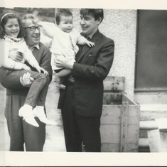 My cousin Margaret, Granda Hugh, me, and dad