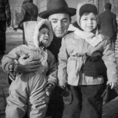 About 1948 - Abe with Allan and Phil