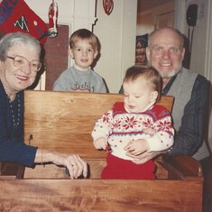 Grampie made each Grand child a toy box.  He just wanted to see how well Andrew fit into his!