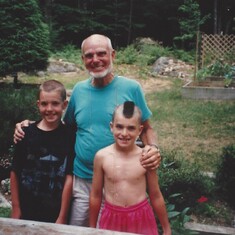 Andrew convinced Grampie that Mom said it was okay for Grampie to give Andrew a Mohawk! Adam is just happy that he was not next!
