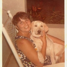 Mom & Dutchess, circa 1973 - "yes, mi youth! dis a mi dawg right yah so!"   - on the verandah of our first house in suburban Kingston, Jamaica.