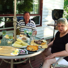 Andy and Alma visiting the Cottrell's cottage at Lake Utopia in 2009 or 2010