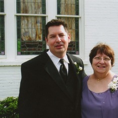 Mom and me - at our wedding (Kathryn and I), outside the chapel in downtown Palm Harbor, March 2005