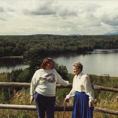 Alma & Marjorie at the Mt. Katahdin overlook on I-95. A cloudy day - too bad!