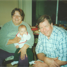 Mom, Zachary Hawkes, and Dad - Christmas, 2002