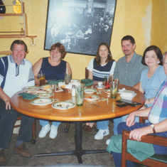 The Hawkes and The Maurers - eating dinner at Olive Garden in Clearwater, FL, probably 2000 or 2001